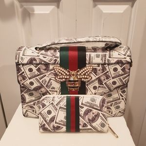 Queen Bee Money Handbag with matching wallet.